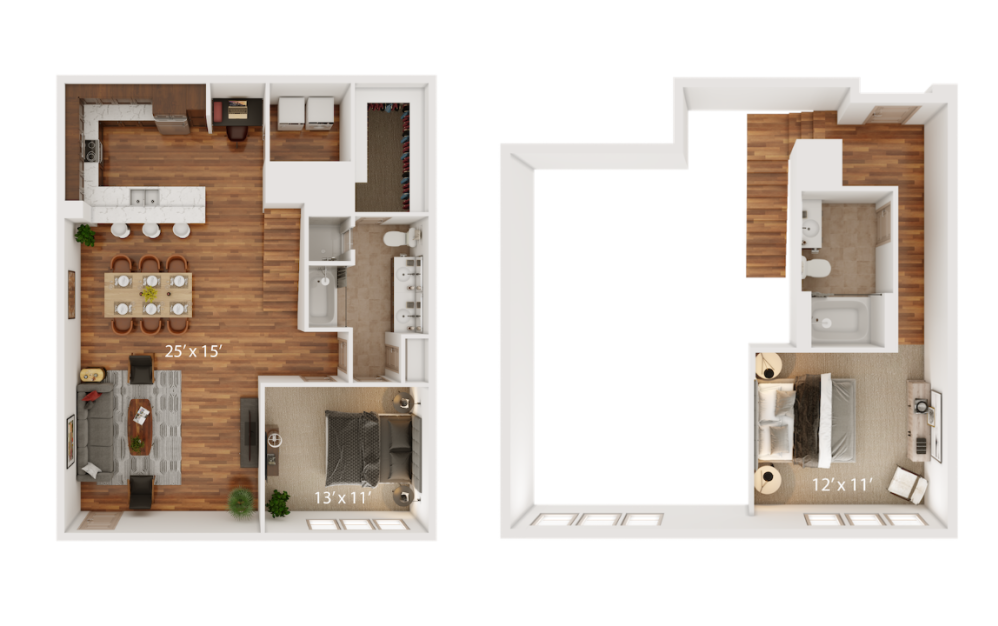 K Loft - 1 bedroom floorplan layout with 1 bathroom and 1472 square feet (Loft
)